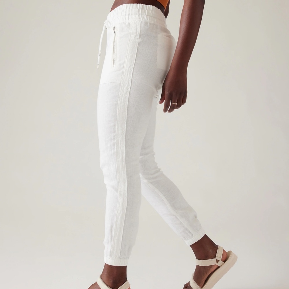 NWT Athleta White Cabo Linen Jogger 6T tall
